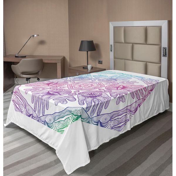 Abakuhaus Lenzuolo Hamsa, Evil Eye Con Il Motto Hamsa Hands Asian Cosmos Mystical Mandala Pattern, Morbido E Confortevole Lenzuolo Superiore Per Un Letto Decorativo 1 Pezzo 190 Cm X 100 Cm, Blu Lilla-image