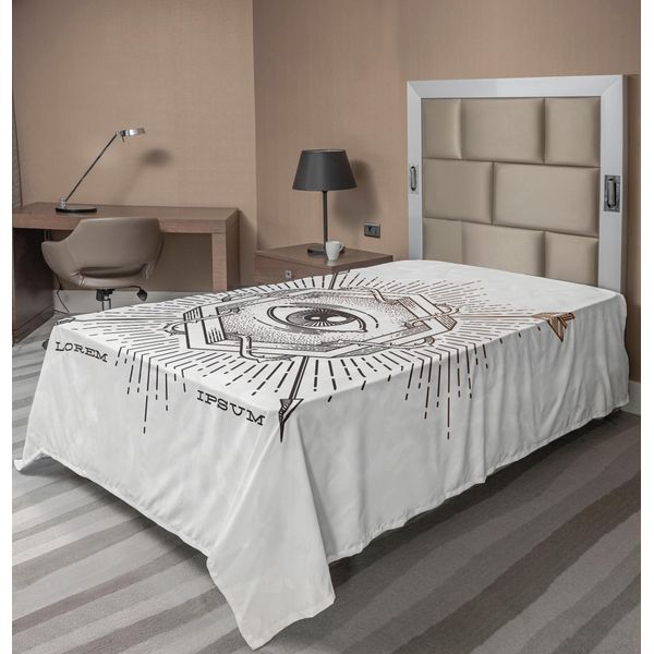 Abakuhaus Lenzuolo Occulto, Terzo Occhio In Esagono Geometrico Con Effetti Grunge E Frecce Stampa Di Ispirazione Etnica, Lenzuolo Superiore Morbido E Confortevole Per Un Letto Decorativo 1 Pezzo 190 Cm X 100 Cm, Beige-image