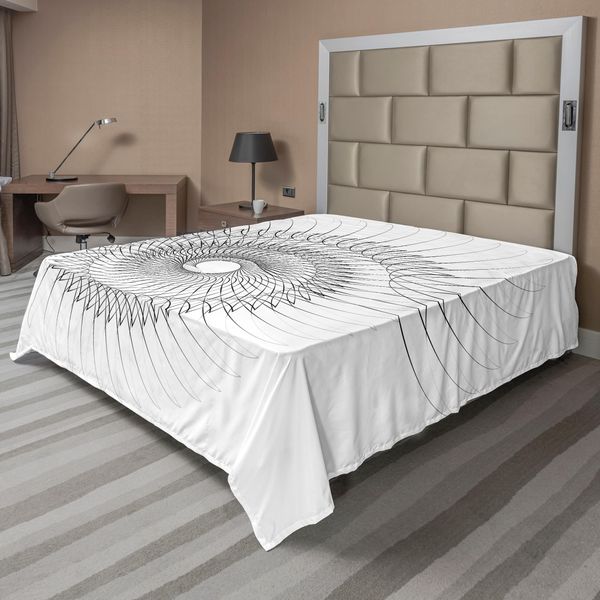 Abakuhaus Spiers Lenzuolo, Autentico Motivo Geometrico A Spirale Con Elementi Elicoidali E Linee Regolari, Simbolo Ciclico, Lenzuolo Morbido E Confortevole Per Un Letto Decorativo, 1 Pezzo, 266 Cm X 260 Cm, Grigio-image