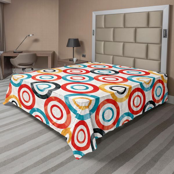 Abakuhaus Lenzuolo Psichedelico, Motivo Retrò Trance, Tema Night Club, Disegno Moderno, Stampa Musicale, Lenzuolo Morbido E Confortevole Per Un Letto Decorativo, 1 Pezzo, 244 Cm X 205 Cm, Nero, Bianco, Blu-image