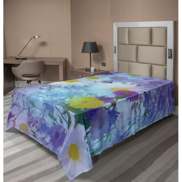 Abakuhaus Lenzuolo Con Fiori, Fiori Vintage In Colori Pastello, Profumo Naturale, Bella Stampa Floreale, Lenzuolo Morbido E Confortevole Per Un Letto Decorativo 1 Pezzo 260 Cm X 168 Cm, Multicolore-image