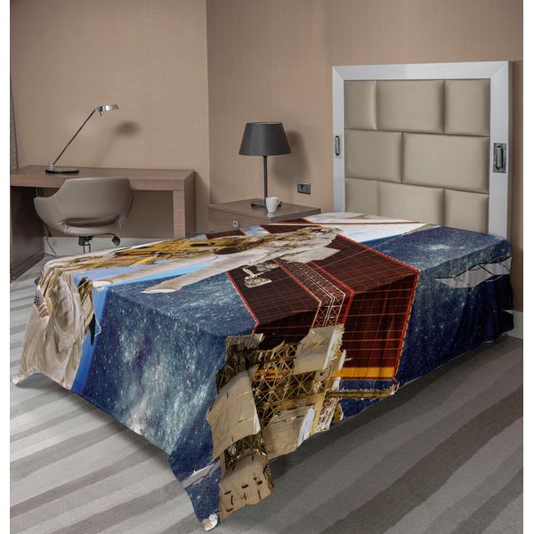 Abakuhaus Lenzuolo Spaziale, Stazione Internazionale Scenery Science Deep Dark Matter Search On Earth Design, Morbido E Confortevole Lenzuolo Superiore Per Un Letto Decorativo 1 Pezzo 190 Cm X 100 Cm, Multicolore-image