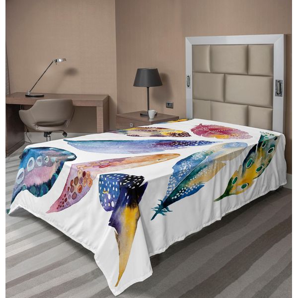 Abakuhaus Lenzuolo Tribale, Simbolo Tribale Asiatico Orientale Con Piume, Stampa Magica Ed Equilibrio Armonioso, Lenzuolo Morbido E Confortevole Per Un Letto Decorativo 1 Pezzo 190 Cm X 100 Cm, Multicolore-image