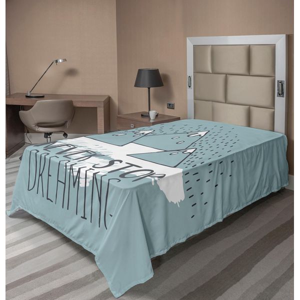 Abakuhaus Lenzuolo Con Proverbio, Le Cime Delle Montagne Non Smettono Mai Di Ispirare, Aspirazioni Di Successo, Ispirazione A Sognare, Lenzuolo Morbido E Confortevole Per Un Letto Decorativo 1 Pezzo 190 Cm X 100 Cm, Verde Chiaro Bianco-image