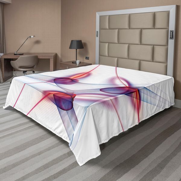 Abakuhaus Lenzuolo Spiers, Grafica Contemporanea Di Artisan Spirale Molekular Ondulato Tema Scientifico Cell Print, Morbido E Confortevole Lenzuolo Superiore Per Un Letto Decorativo 1 Pezzo 244 Cm X 205 Cm, Blu Rosso-image