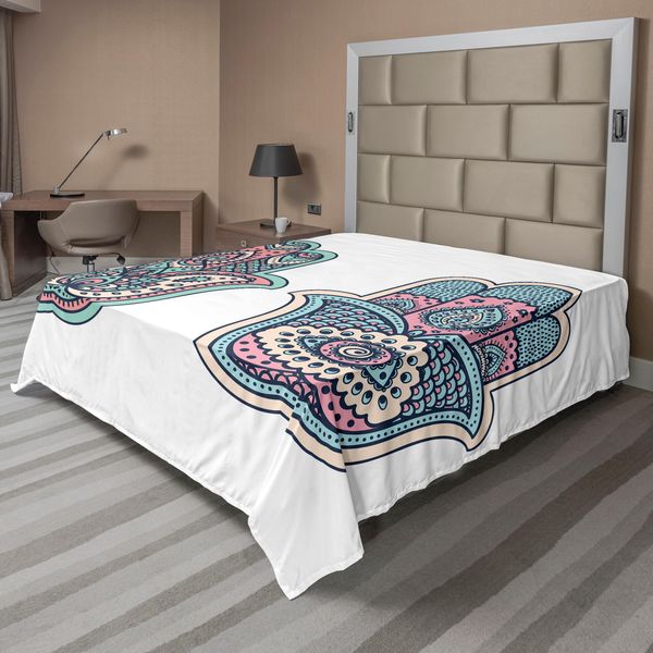 Abakuhaus Lenzuolo Hamsa, Motivo Asiatico Hamsa Hand Bohemian Female Lord Per Sfortuna Stampa Evil Eye E Lotus, Lenzuolo Superiore Morbido E Confortevole Per Un Letto Decorativo 1 Pezzo 260 Cm X 228 Cm, Rosa Blu-image