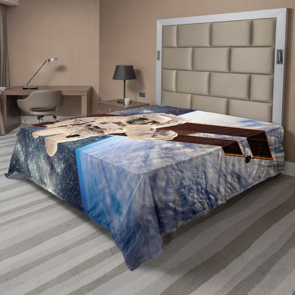Abakuhaus Lenzuolo Spaziale, Stazione Internazionale Comunicazione Globale Orbita Terrestre Rocket Photo, Morbido E Confortevole Lenzuolo Superiore Per Un Letto Decorativo 1 Pezzo 244 Cm X 205 Cm, Multicolore-image