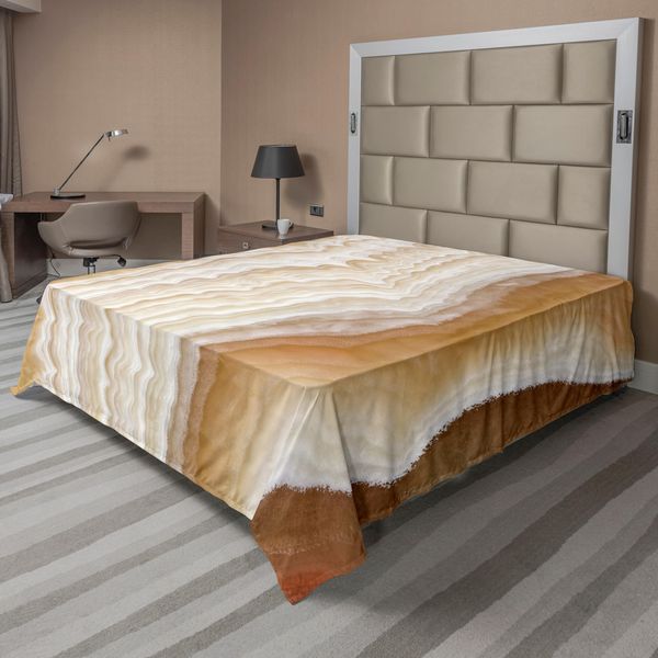 Lenzuolo In Marmo Abakuhaus, Strano Motivo Marmorizzato Ondulato Con Nuove Linee E Forme, Stampa Digitale Naturale Realizzata Al Computer, Lenzuolo Morbido E Confortevole Per Un Letto Decorativo, 1 Pezzo 275 Cm X 260 Cm, Color Crema.-image