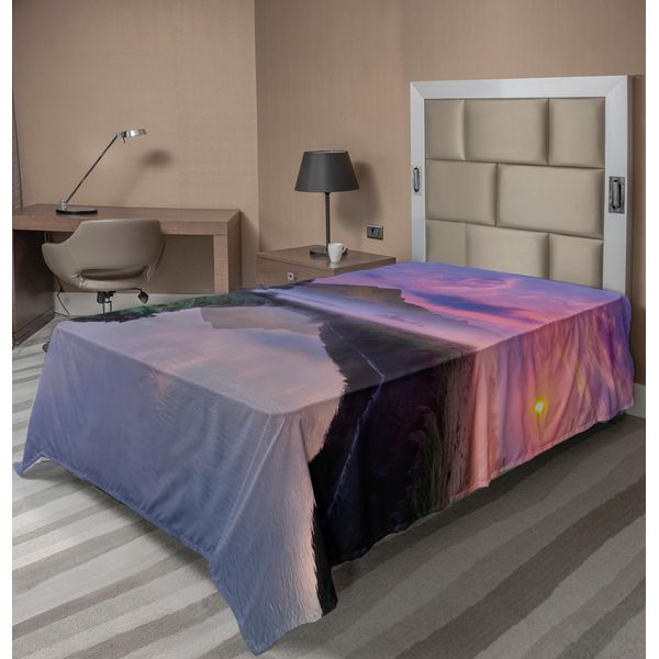 Abakuhaus Lenzuolo Paesaggio, Riflesso Sul Lago, Montagne Da Sogno, Nuvole, Alberi, Foto, Lenzuolo Morbido E Confortevole Per Un Letto Decorativo, 1 Pezzo, 260 Cm X 168 Cm, Multicolore-image