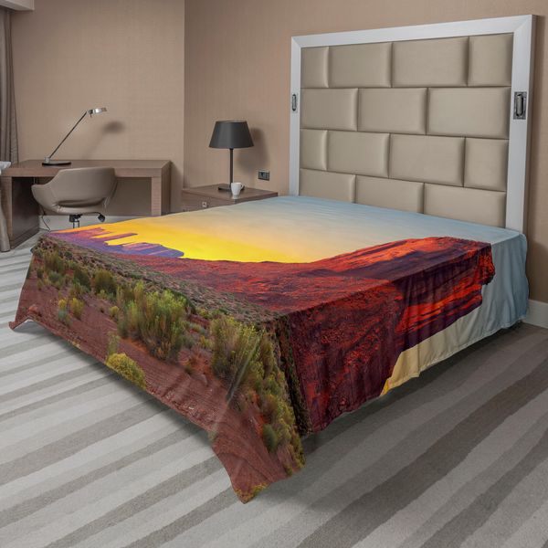Abakuhaus Lenzuolo, Tramonto Nel Famoso Grand Canyon Meraviglie Naturali Antiche Del Patrimonio Mondiale, Lenzuolo Morbido E Confortevole Per Un Letto Decorativo 1 Pezzo 266 Cm X 260 Cm, Giallo Rosso-image