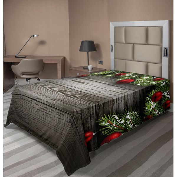 Abakuhaus Lenzuolo Natalizio, Ornamenti Celebrazione Storica Nostalgica E Riunione Tema Religioso Stampa, Lenzuolo Morbido E Confortevole Per Un Letto Decorativo 1 Pezzo 260 Cm X 168 Cm, Marrone E Rosso-image