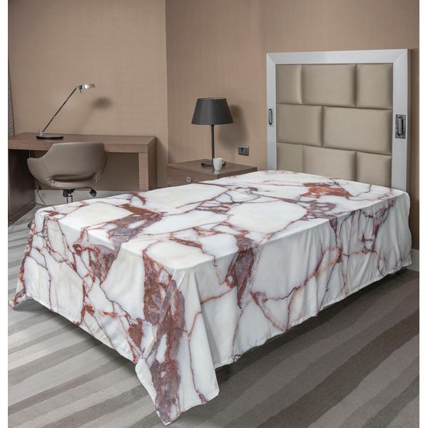Abakuhaus Lenzuolo In Marmo, Motivo Roccia Dolomitica Con Vortici Caratteristici E Linee Spezzate Arte Astratta, Lenzuolo Superiore Morbido E Confortevole Per Un Letto Decorativo 1 Pezzo 260 Cm X 168 Cm, Beige Marrone-image