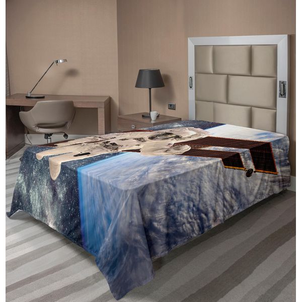Abakuhaus Lenzuolo Spaziale, Stazione Internazionale Comunicazione Globale Orbita Terrestre Rocket Photo, Morbido E Confortevole Lenzuolo Superiore Per Un Letto Decorativo 1 Pezzo 260 Cm X 168 Cm, Multicolore-image