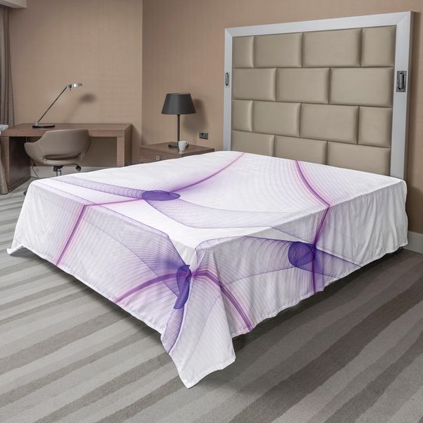 Abakuhaus Spiers Lenzuolo, Illustrazione Unica E Moderna Con Stampa Digitale Dal Design Stravagante Con Linee Sinuose, Lenzuolo Morbido E Confortevole Per Un Letto Decorativo 1 Pezzo 275 Cm X 260 Cm, Bianco Viola-image