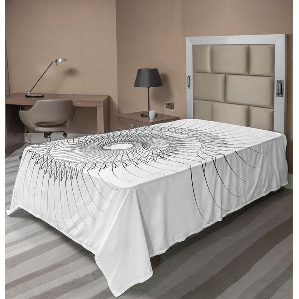 Abakuhaus Spiers Lenzuolo, Autentico Motivo Geometrico A Spirale Con Elementi Elicoidali E Linee Regolari, Simbolo Ciclico, Morbido E Confortevole Lenzuolo Superiore Per Un Letto Decorativo 1 Pezzo 190 Cm X 100 Cm, Grigio-image
