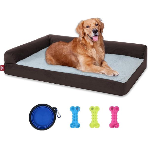 Letto Ortopedico Per Cani Di Taglia Media-76X51X18Cm Cesto Per Cani In Memory Foam Cani Di Taglia Media Lavabile Lettino Per Cani, Marrone Scuro, Taglia M-image