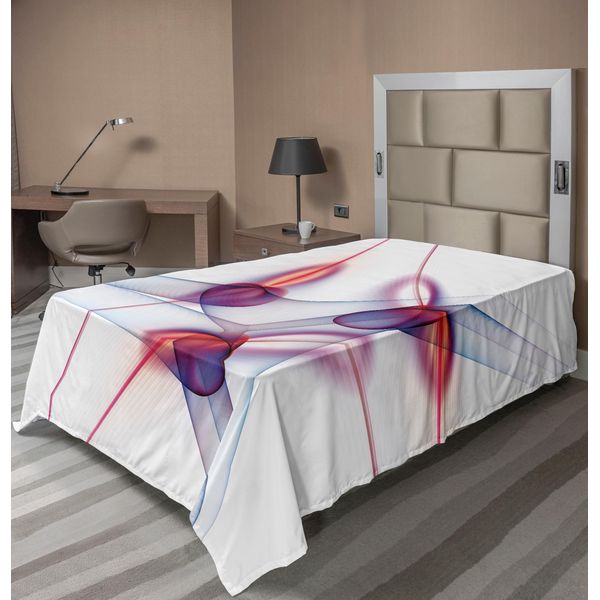 Abakuhaus Lenzuolo Spiers, Grafica Contemporanea Di Artisan Spirale Molekular Ondulato Tema Scientifico Cell Print, Lenzuolo Morbido E Confortevole Per Un Letto Decorativo 1 Pezzo 260 Cm X 168 Cm, Blu Rosso-image