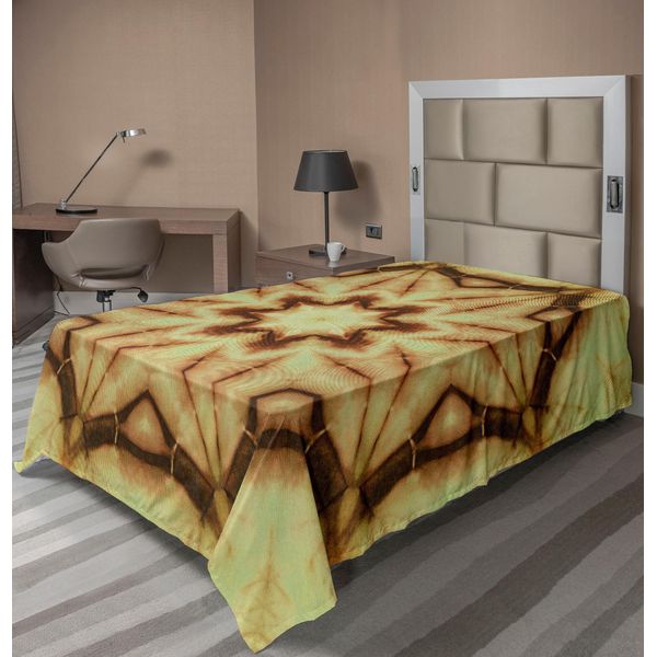 Abakuhaus Lenzuolo Mandala, Motivo Mandala Etnico Thailandese Psichedelico Con Sbavature Sporche E Macchie Grezze, Lenzuolo Superiore Morbido E Confortevole Per Un Letto Decorativo, 1 Pezzo 190 Cm X 100 Cm, Marrone Senape-image