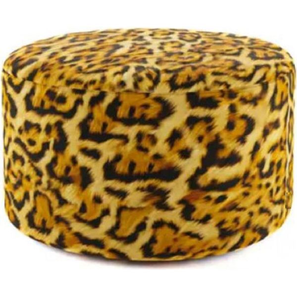 Casa Padrino Poggiapiedi Con Motivo Leopardato Ø 75 X H. 30 Cm - Sgabello Rotondo In Velluto - Mobili Da Soggiorno - Mobili Per Hotel - Mobili - Arredi-image