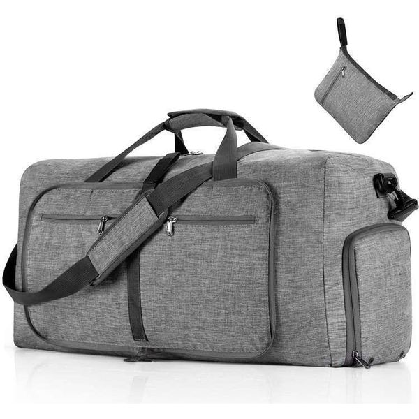 Borsa Da Viaggio Pieghevole A Mano, Borsa Sportiva Unisex, Borsa Da Viaggio Per Il Fitness, Borse Da Viaggio Di Grande Capacità 85L, Colore: Grigio-image