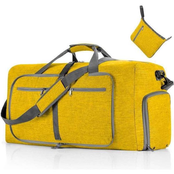 Borsa Da Viaggio Pieghevole A Mano, Borsa Sportiva Unisex, Borsa Da Viaggio Per Il Fitness, Borse Da Viaggio Di Grande Capacità 85L, Colore: Giallo-image