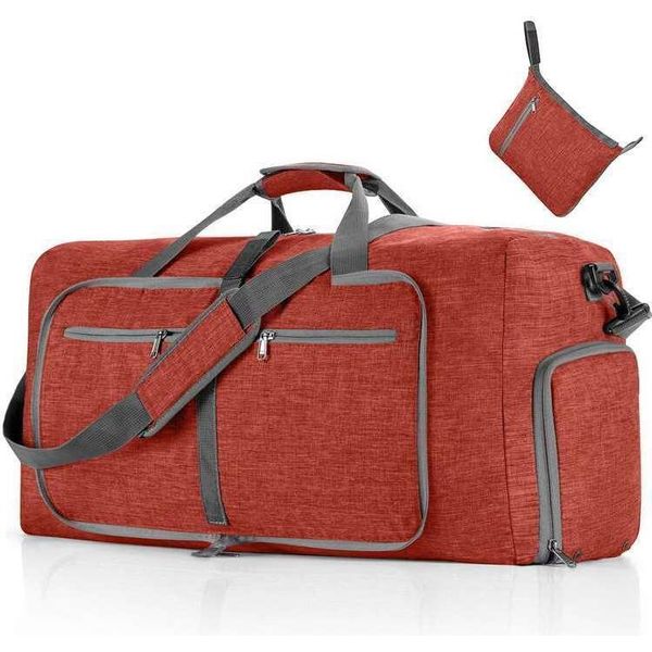Borsa Da Viaggio Pieghevole A Mano, Borsa Sportiva Unisex, Borsa Da Viaggio Per Il Fitness, Borse Da Viaggio Di Grande Capacità 65L, Colore: Rosso-image