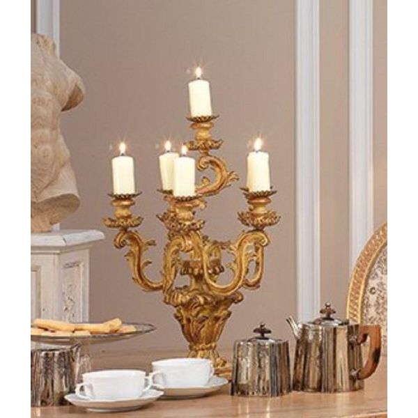 Casa Padrino Candeliere Barocco In Oro Antico Ø 35 X H. 51 Cm - Magnifico Candeliere In Stile Barocco - Accessori Per La Decorazione In Stile Barocco - - Italy-image