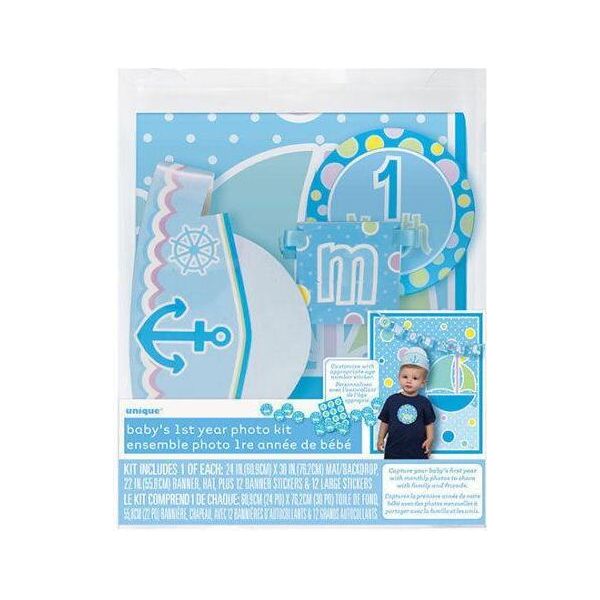 Unique Party - Oggetti Di Scena Per Photobooth, Set Di 27 Pezzi Per Bambino SG23976 (Taglia Unica) (Blu)-image
