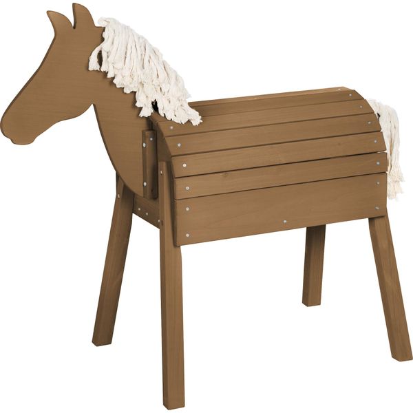 Cavallo Da Giardino Roba - Legno Massiccio Teak - Cavallo A Volta Molto Stabile - Cavallo Da Giardino Con Criniera E Coda-image