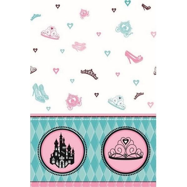 Unique Party - Principessa Delle Fiabe - Tovaglia Per Festa, Plastica SG25259 (Taglia Unica) (Rosa/Petrol/Bianco)-image