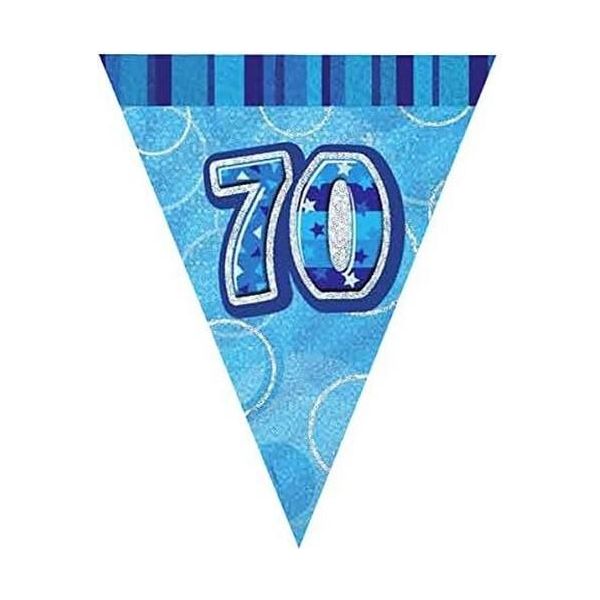 Unique Party - Glitter - Bandiere, Foil, 70° SG24187 (Taglia Unica) (Blu)-image