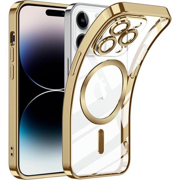 Custodia Per Iphone 12 Pro Max Magnetic Ultra Thin Transparent Case Con Magsafe E Camera Cover Oro-image