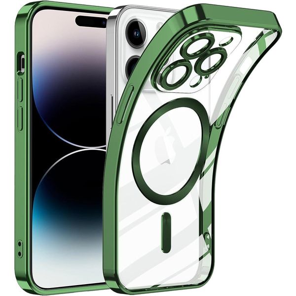 Custodia Per Iphone 12 Pro Max Magnetic Ultra Thin Transparent Case Con Magsafe E Camera Cover Verde-image