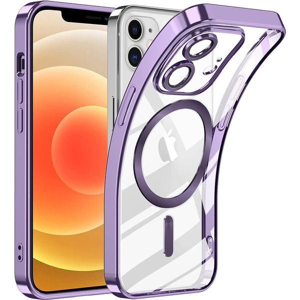 Custodia Per Iphone 12 Magnetic Ultra Thin Transparent Case Con Magsafe E Camera Cover Viola-image