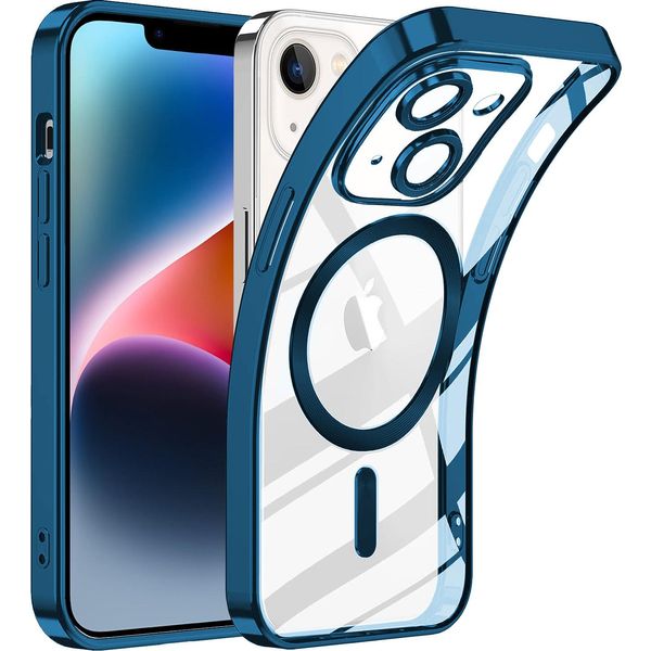 Custodia Per Iphone 15 Plus Magnetic Ultra Thin Transparent Case Con Magsafe E Camera Cover Blu-image