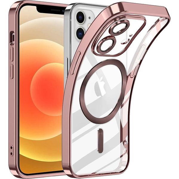 Custodia Per Iphone 12 Magnetic Ultra Thin Transparent Case Con Magsafe E Camera Cover Rosa-image