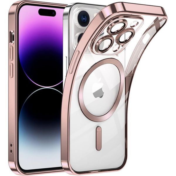 Custodia Per Iphone 13 Pro Max Magnetic Ultra Thin Transparent Case Con Magsafe E Camera Cover Rosa-image