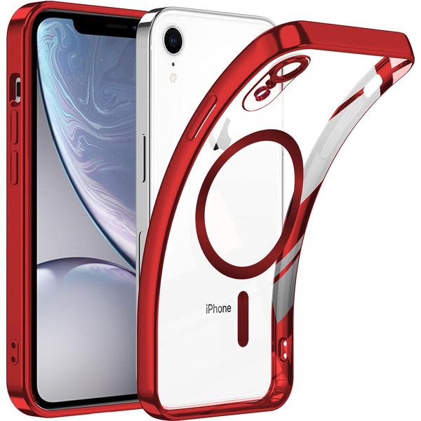 Custodia Per Iphone Xr Magnetic Ultra Thin Transparent Case Con Magsafe E Camera Cover Rosso-image