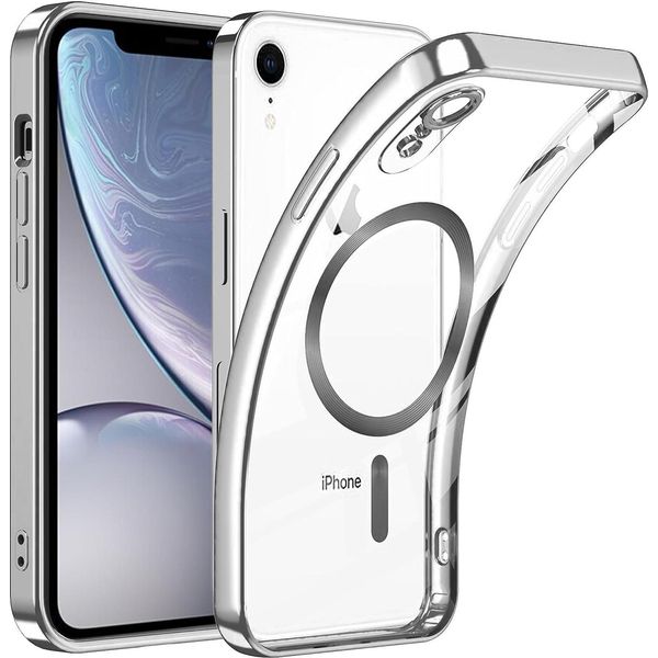 Custodia Per Iphone Xr Magnetic Ultra Thin Transparent Case Con Magsafe E Camera Cover Argento-image