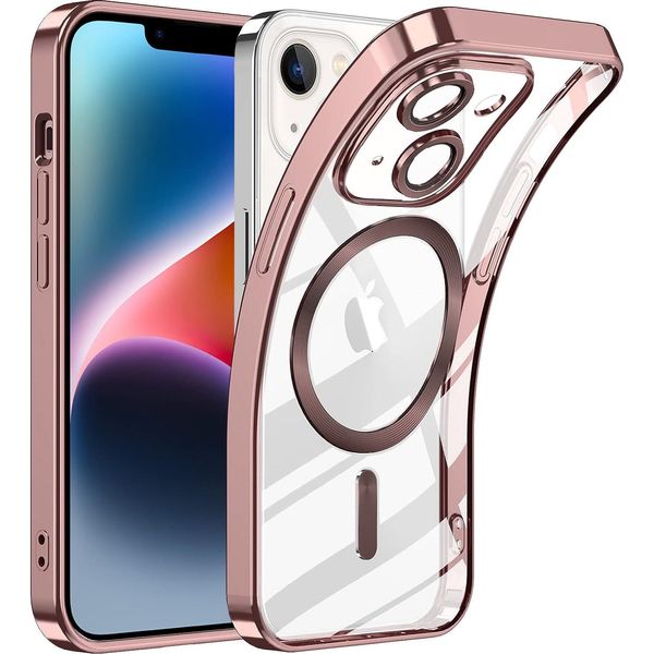 Custodia Per Iphone 15 Magnetic Ultra Thin Transparent Case Con Magsafe E Camera Cover Rosa-image