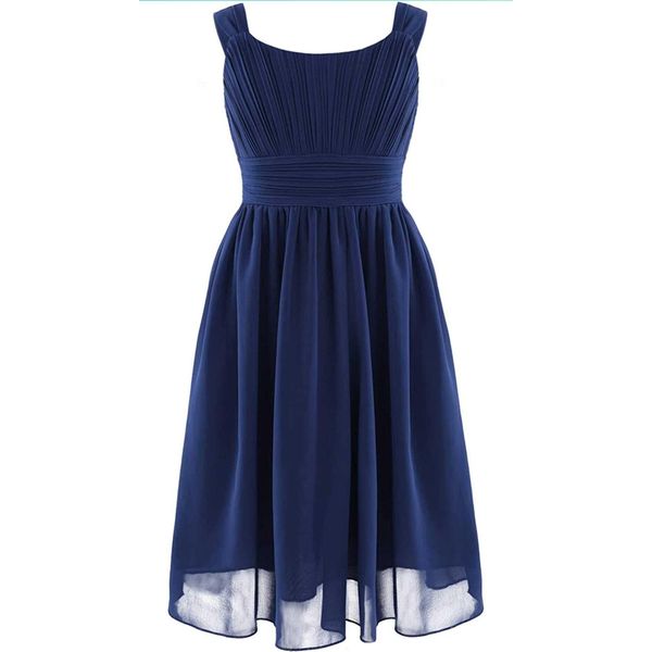 Ragazze Abito Estivo Taglia 116 Cm Chiffon Abito Da Festa Senza Maniche Lunghezza Ginocchio Matrimonio Ragazza Di Fiori Abito Da Damigella D'onore-image