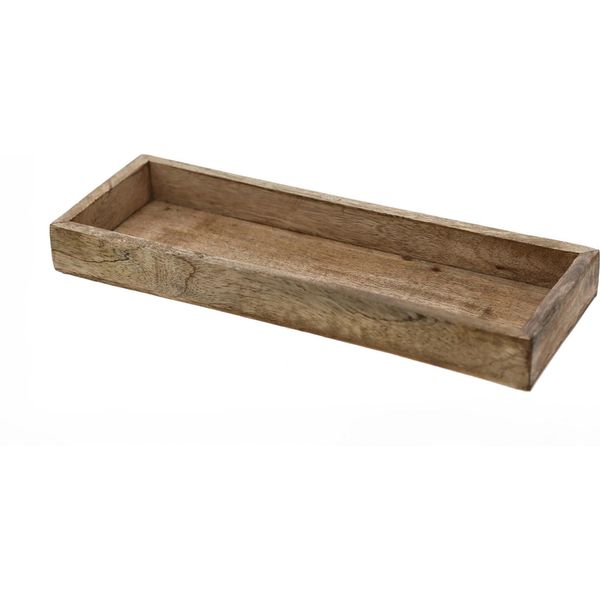 2.05 Ciotola Decorativa Di Mango Quadrata - Circa 40 Cm - Vassoio Decorativo In Legno (Grande)-image