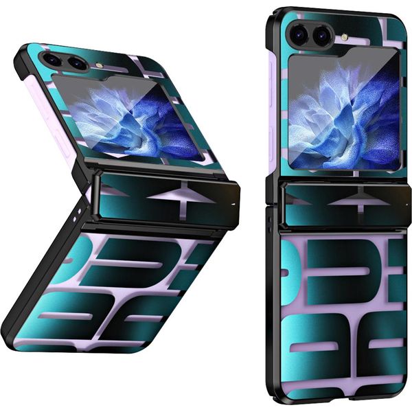 Custodia Per Samsung Galaxy Z Flip 5, Custodia Galvanizzata Trasparente Con Protezione A Cerniera Nera-image