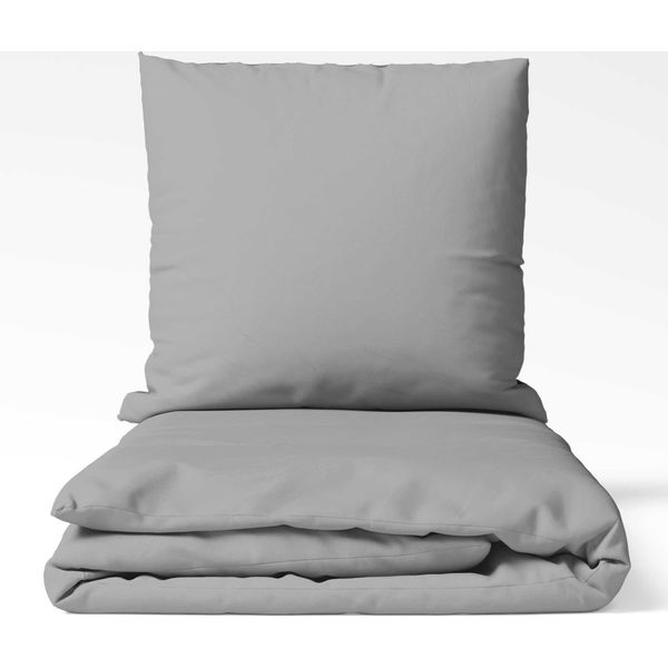 EtÉRea Biancheria Da Letto In Microfibra 140X200Cm + 70X90Cm - Copripiumino Per Tutte Le Stagioni Tinta Unita - Set Di Biancheria Da Letto Con Cuscino 140X200Cm Copripiumino + 70X90Cm Federa Microfibra Green - Grigio-image