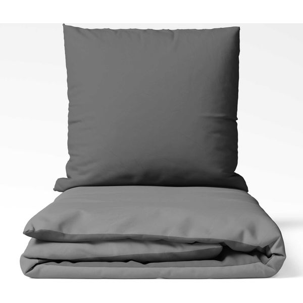 EtÉRea Biancheria Da Letto In Microfibra 135X200Cm + 80X80 - Copripiumino Per Tutte Le Stagioni Set Di Biancheria Da Letto In Tinta Unita Con Cuscino 135X200Cm Copripiumino + Federa 80X80 Microfibra Green - Antracite + Grey-image