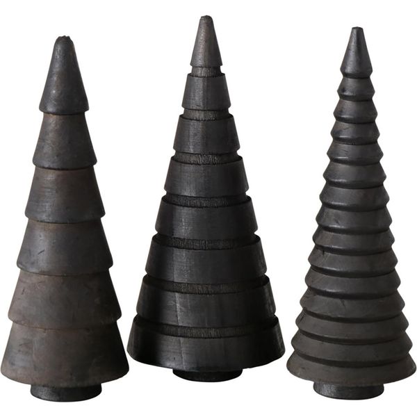 1.05 Alberi Decorativi In Legno Di Pino Nero - Set Di 3 - Abeti 15 Cm-image