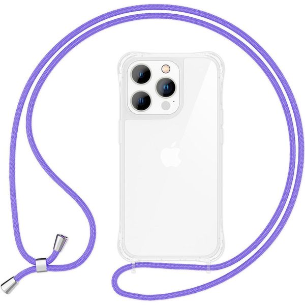 Custodia Con Cinturino Per Iphone 15 Pro Max Custodia Per Telefono Cellulare Appendino Intorno Alla Custodia A Catena Del Telefono Cellulare Cavo Viola-image