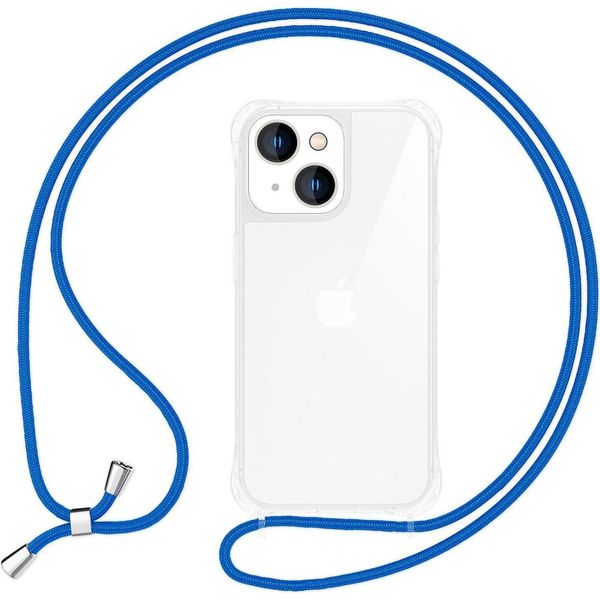 Per Iphone 14 Plus Custodia Con Cinturino Custodia Del Telefono Cellulare Cavo Catena Del Telefono Cellulare Collana Blu-image