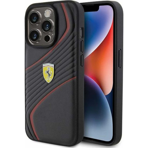 Ferrari Fehcp15Lptwk Custodia Rigida Per Iphone 15 Pro 6.1 Czarny/Nero Logo In Metallo Twist-image