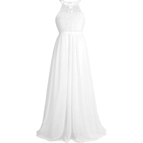 Ragazze Abito Da Sera Abito Da Principessa Taglia 140 Cm Festoso Pizzo Halterneck Impero Abito Da Ragazza Di Fiore Abito Da Festa Di Nozze-image